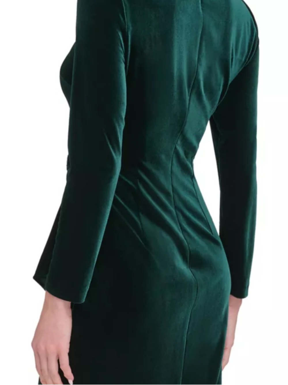 DKNY women's green velvet wrap midi dress Size 8 - Picture 3 of 12